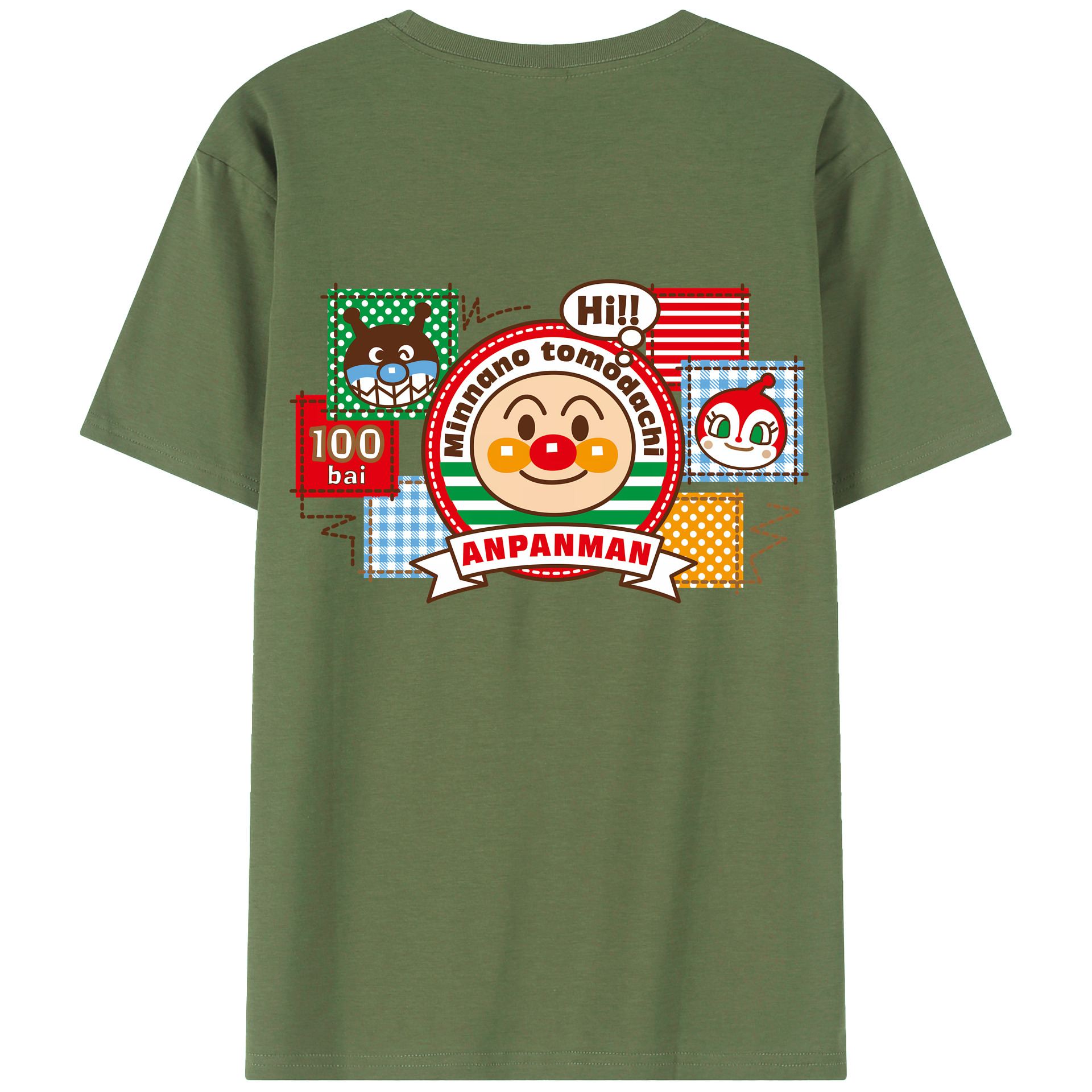 （画像用） アンパンマン Anpanman 綿100％ メンズ半袖Tシャツ（バックプリント） 通気性